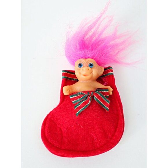Vintage Christmas Troll Stocking Ornament - Picture 1 of 2